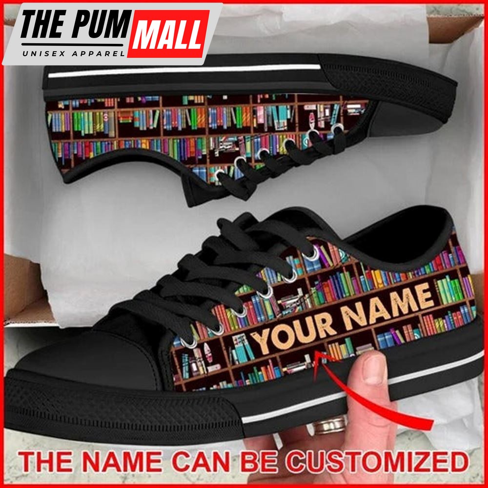 Librarian Bookshelf Personalized Canvas Low Top Shoes – Low Top Shoes Mens, Women