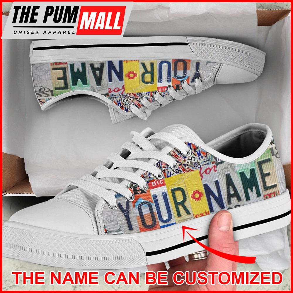 License Plates Custom Name Low Top Shoes – Canvas Print Lowtop Trendy Fashion Casual Shoes Gift For Adults Malalan