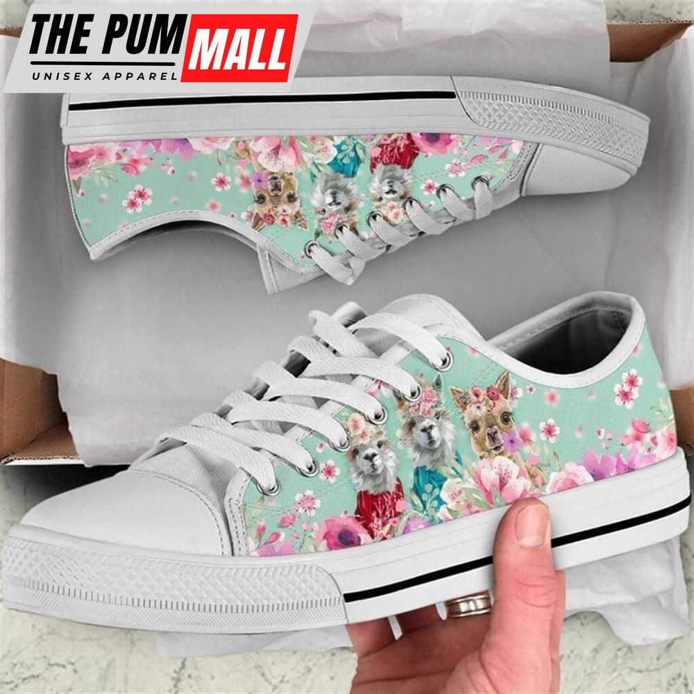 Llama Flower Watercolor Low Top Shoes – Low Top Shoes Mens, Women