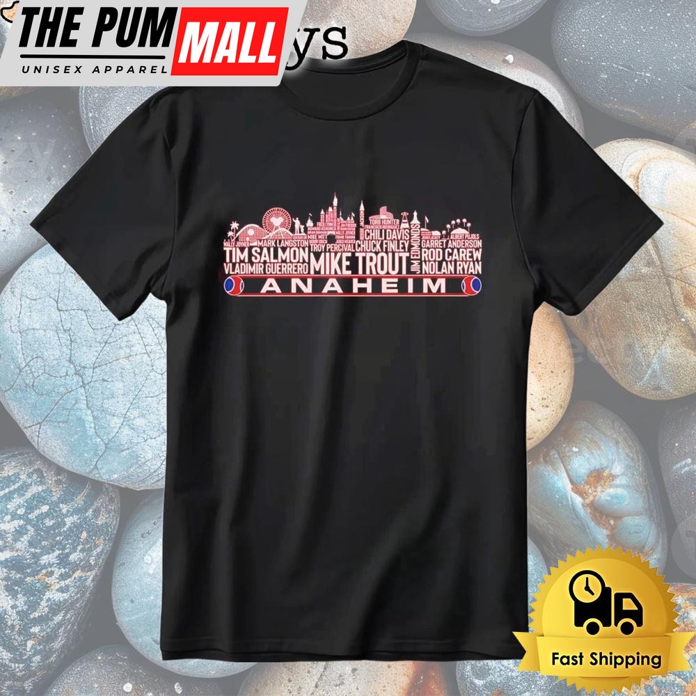 Los Angeles Angels City Skyline Baseball Greatest Of All Time Team Legends MLB 2025 T-Shirt