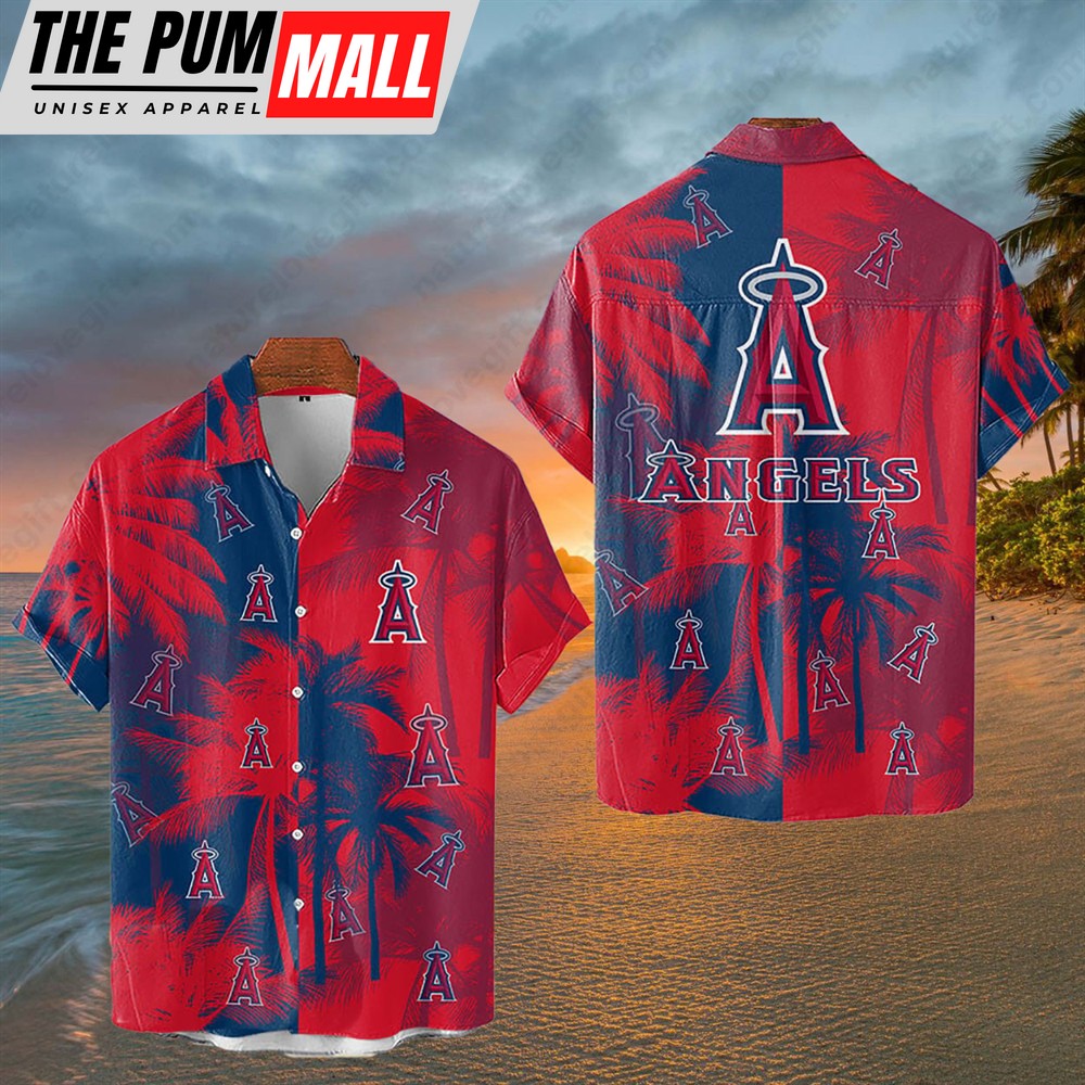 Los Angeles Angels Tropical Palm Trees MLB Hawaiian Shirt
