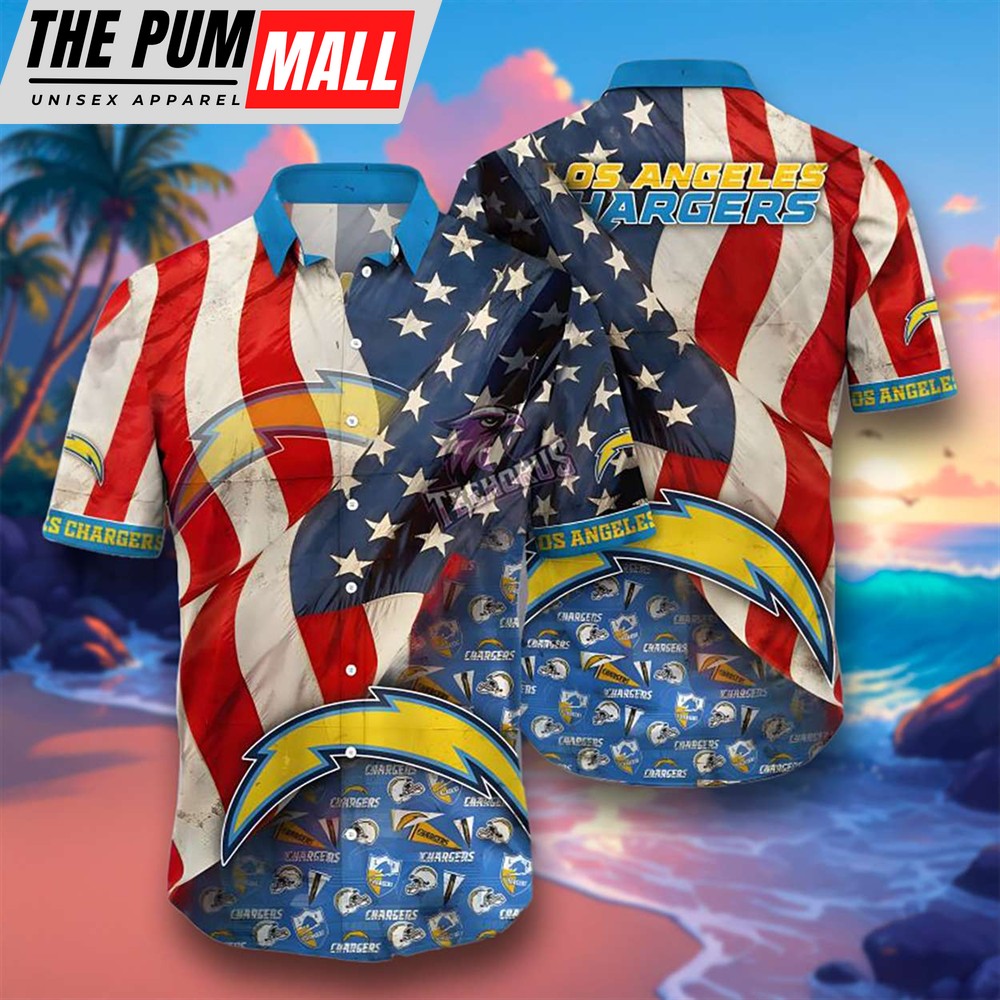 Los Angeles Chargers American Flag Patriotic Hawaiian Shirt