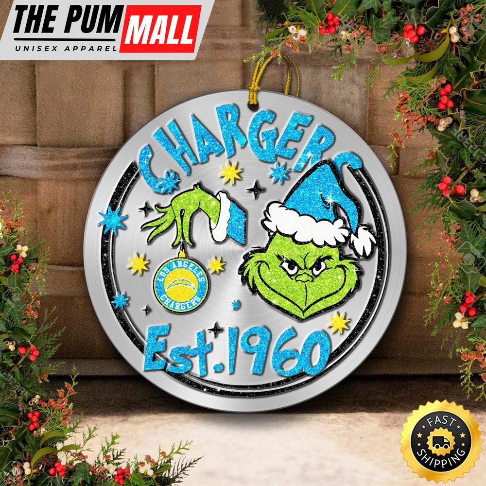 Los Angeles Chargers Grinch Circle Ornaments Christmas Limited Edition