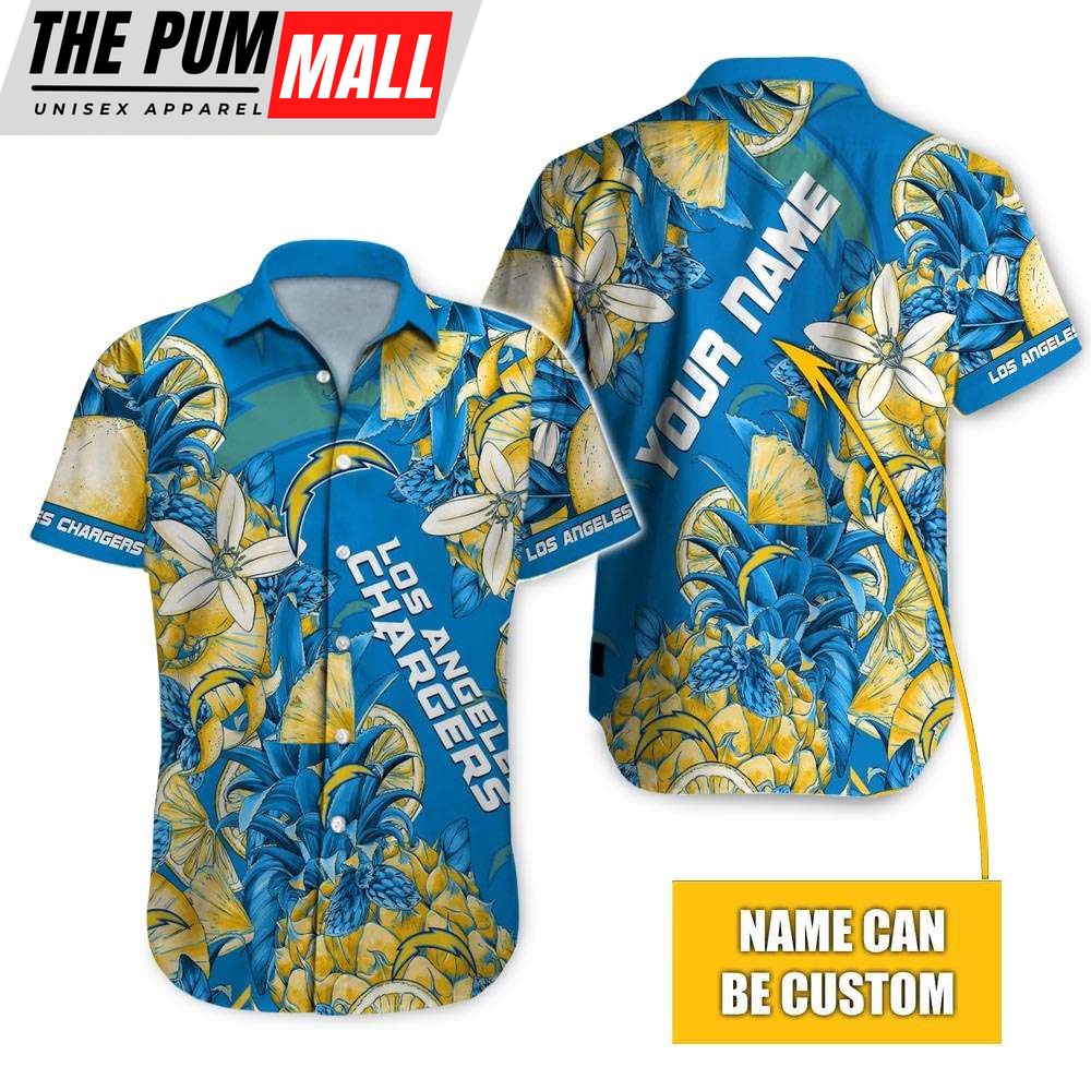 Los Angeles Chargers Tropical Fruit Personalized Hawaiian Shirt