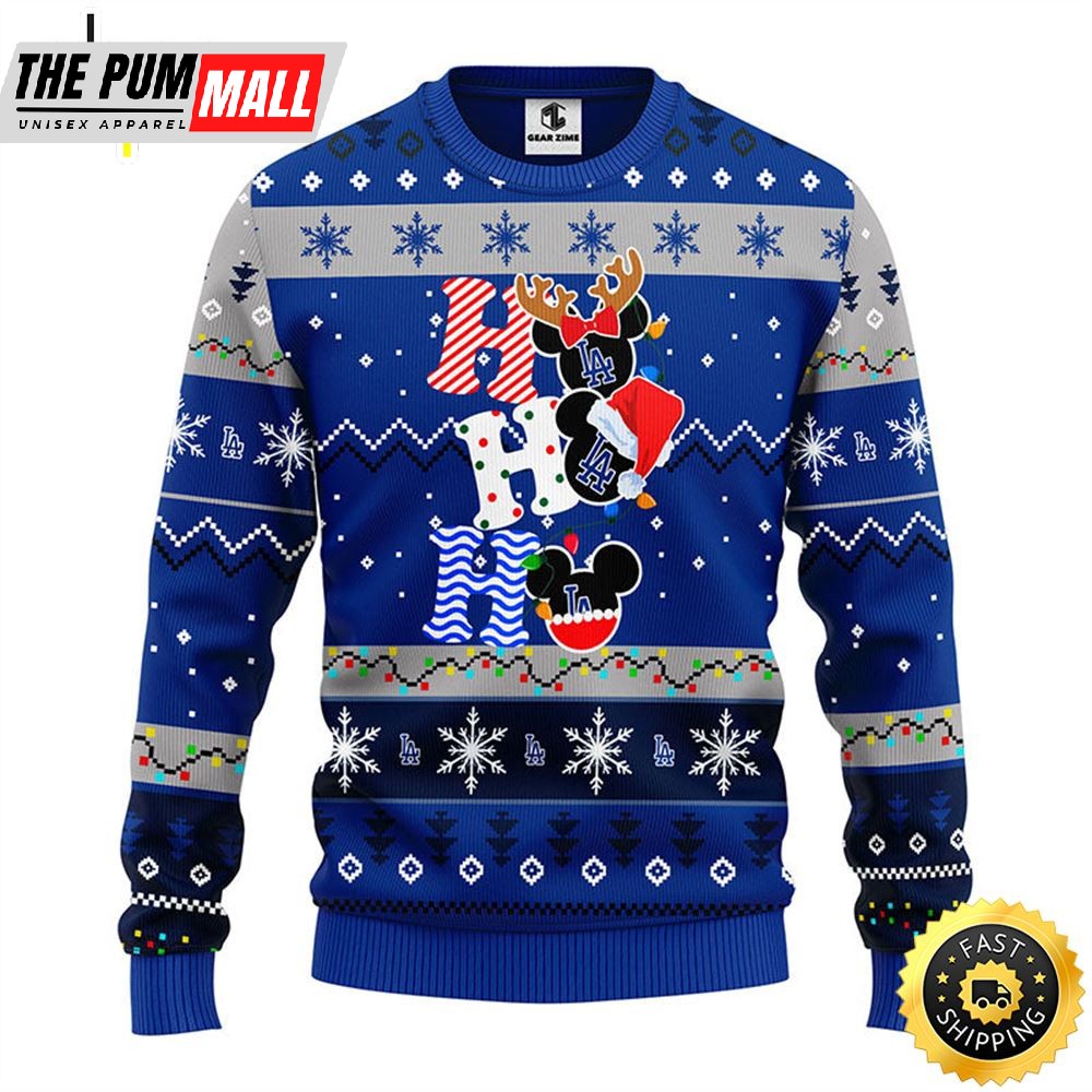Los Angeles Dodgers Hohoho Mickey Christmas Ugly Sweater