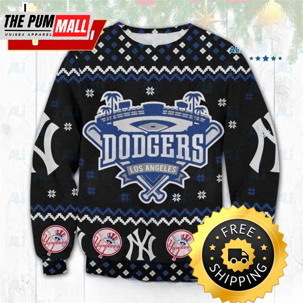 Los Angeles Dodgers New York Yankees Ugly Christmas Sweater, New York Yankees Ugly Sweater, MLB Christmas Sweater
