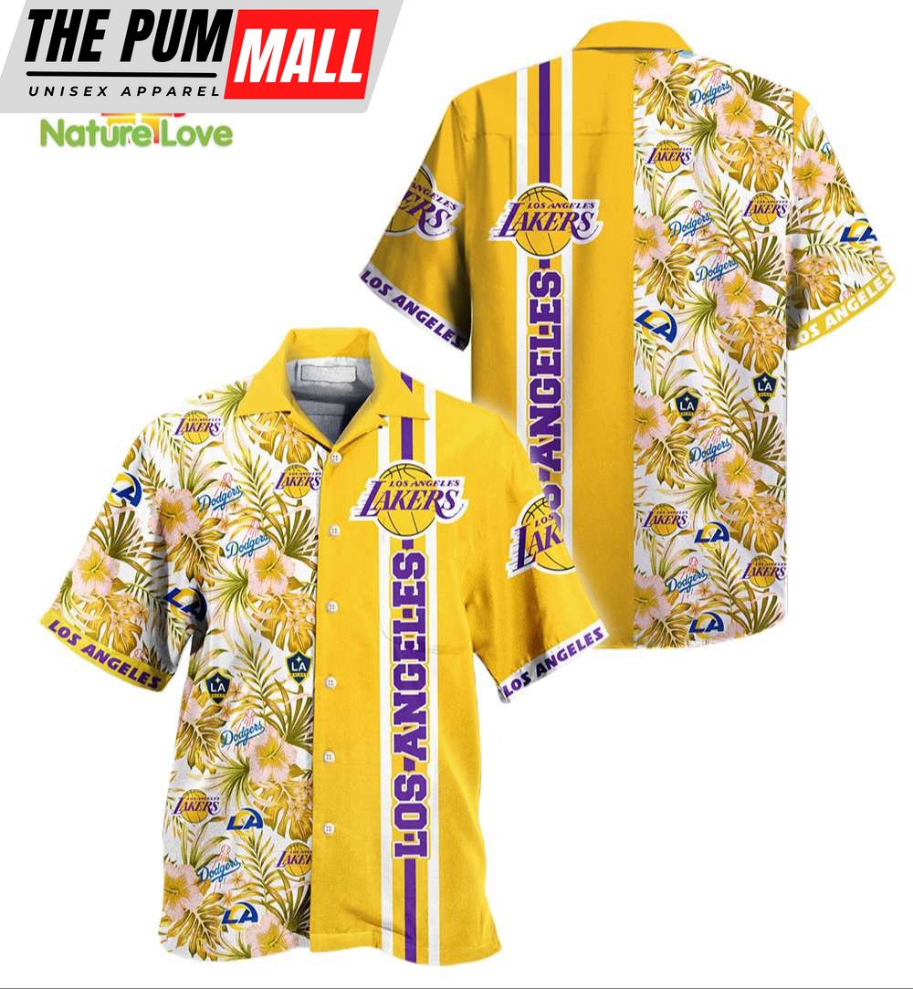 Los Angeles Haft Floral Hibiscus Tropical Hawaiian Shirt