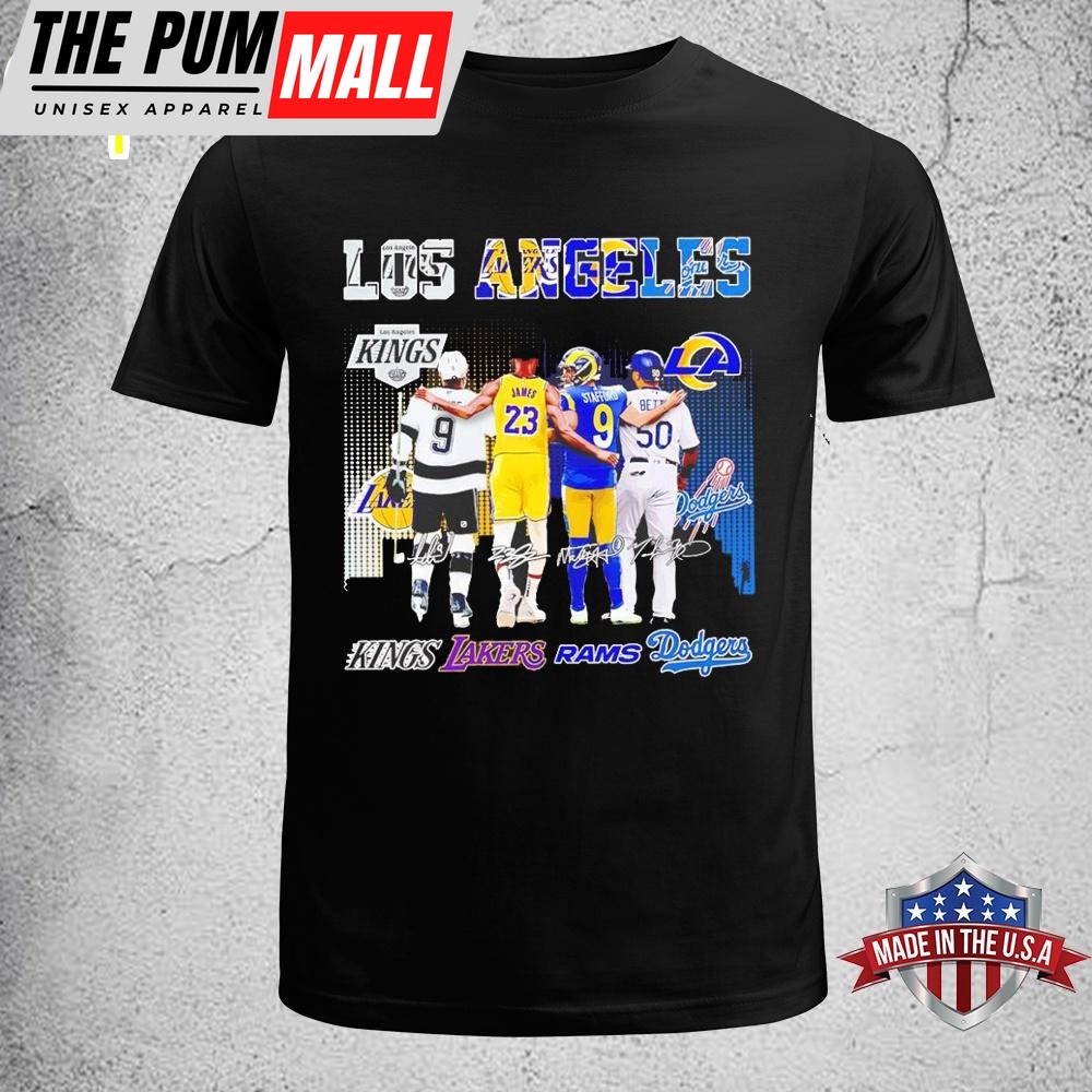 Los Angeles Kings Lakers Rams Dodgers Legends Signatures Unisex T-Shirt