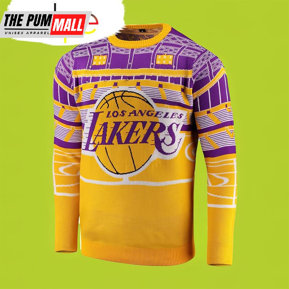 Los Angeles Lakers Courtside Bluetooth Lakers Christmas Sweater