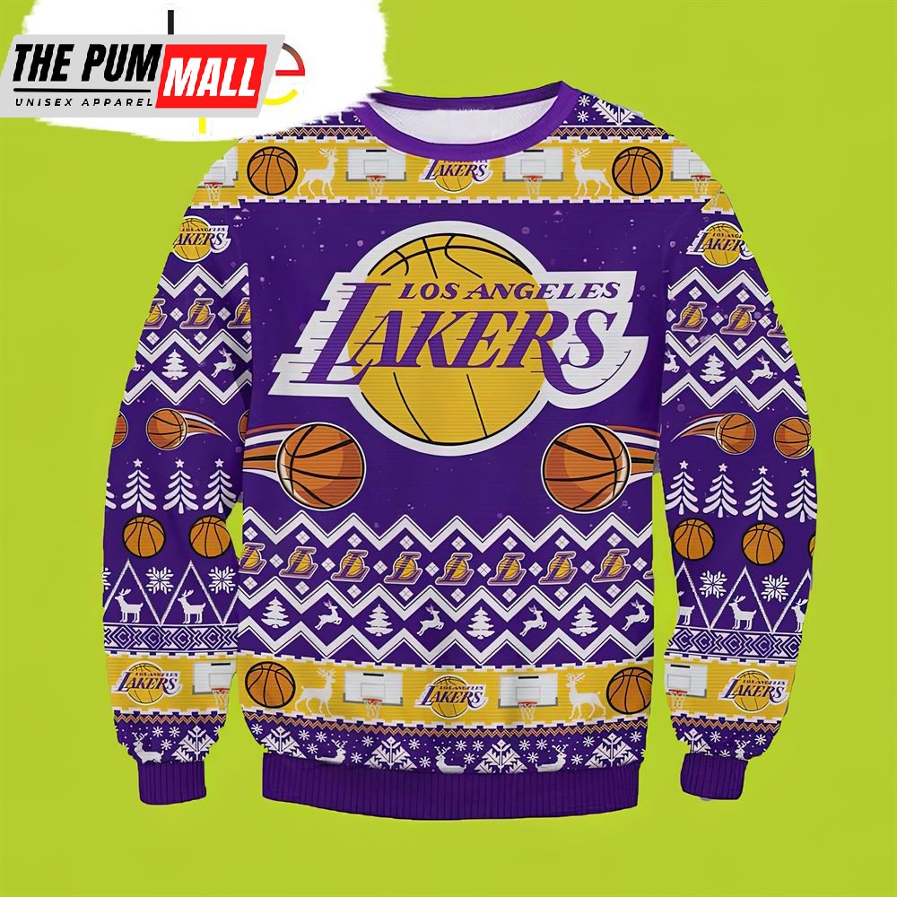 Los Angeles Lakers Footballs Christmas Sweater