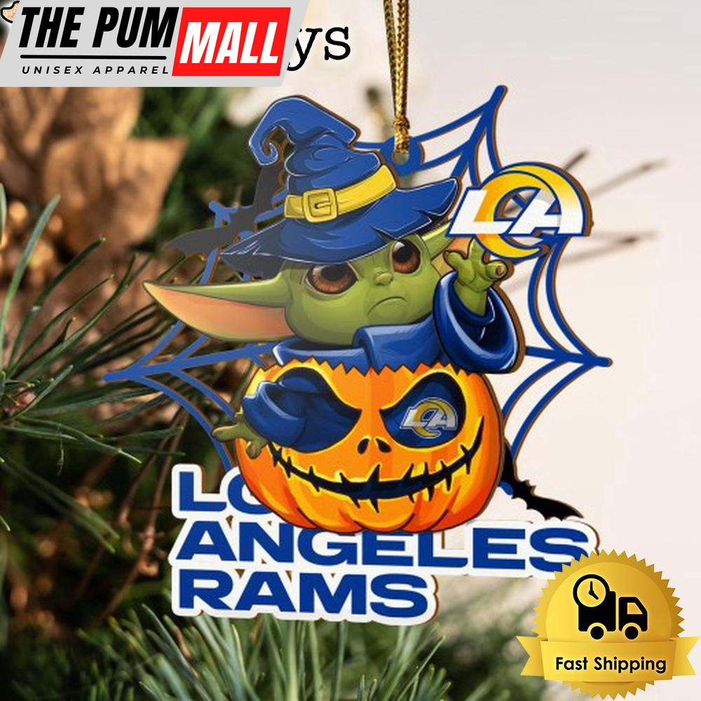 Los Angeles Rams Baby Yoda Pumpkin Halloween Ornament Limited Edition