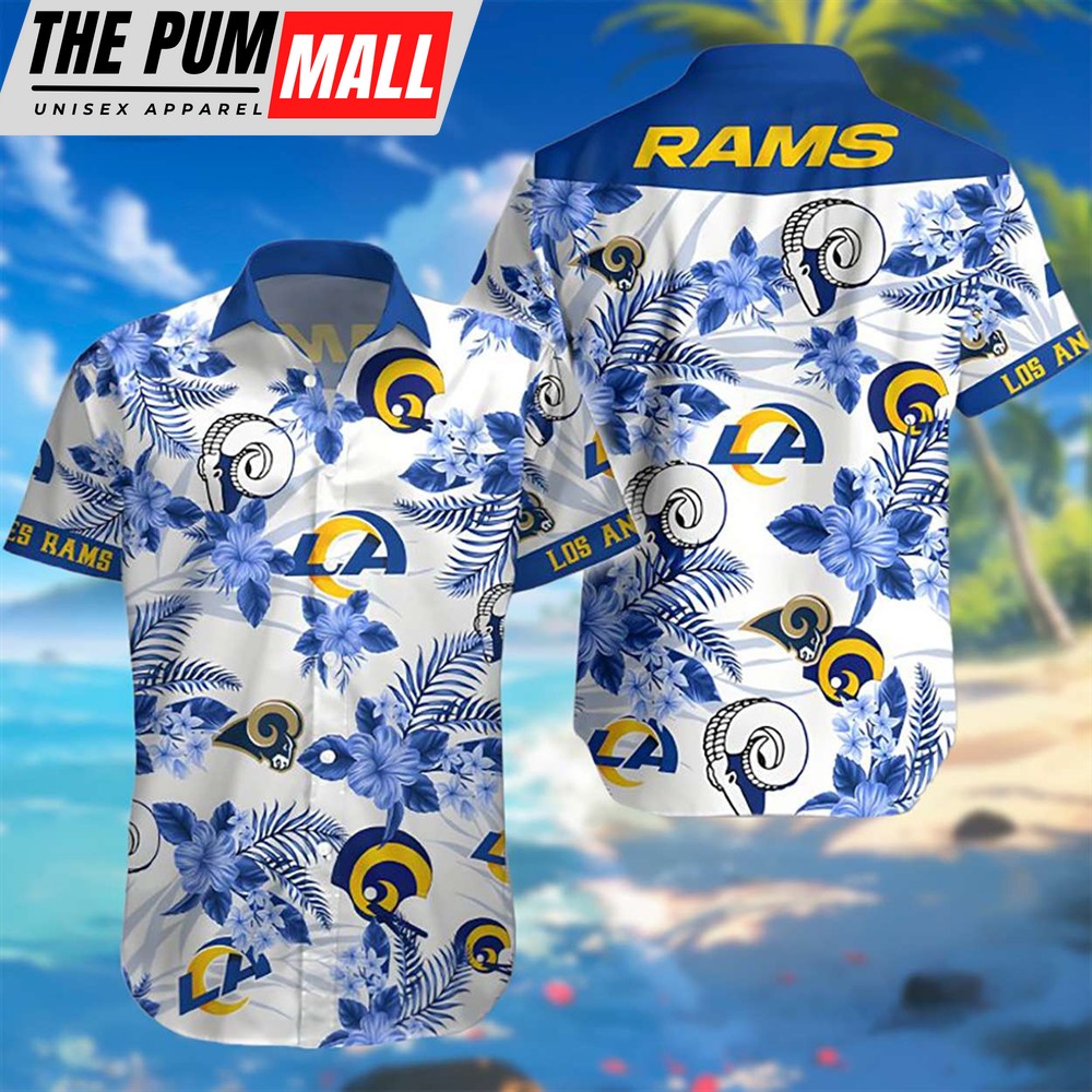 Los Angeles Rams Hibiscus Tropical Floral Hawaiian Shirt