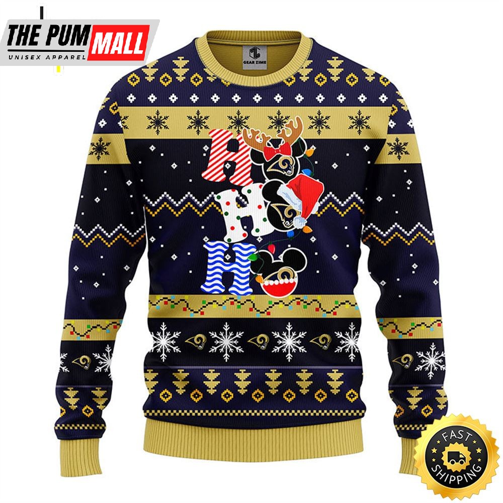 Los Angeles Rams HoHoHo Mickey Christmas Ugly Sweater