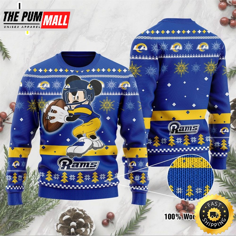 Los Angeles Rams Mickey Mouse Funny Ugly Christmas Sweater, Perfect Holiday Gift