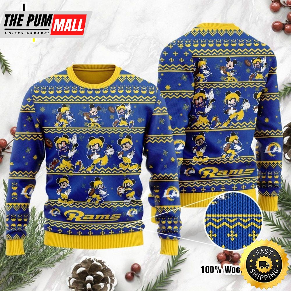 Los Angeles Rams Mickey Mouse Ugly Christmas Sweater, Perfect Holiday Gift