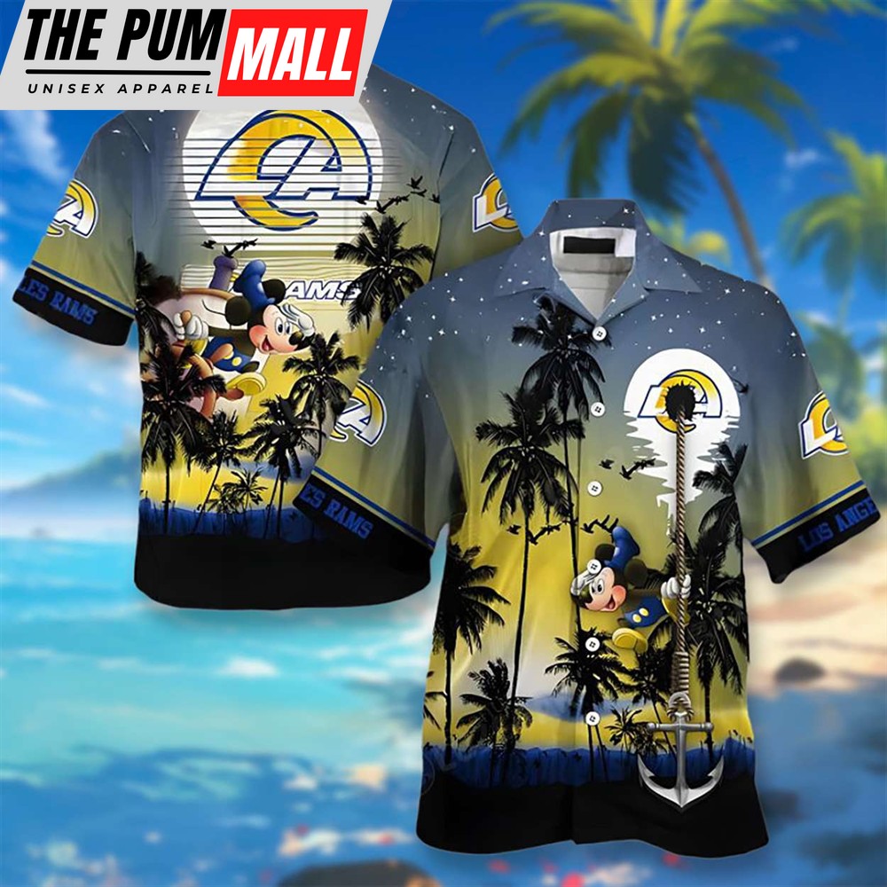 Los Angeles Rams Mickey Super Adventure​ Sail Boat Hawaiian Shirt