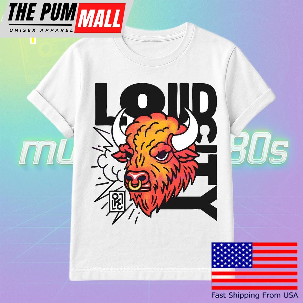 Loud City Bison Okc Basketball Mascot Head T Shirt