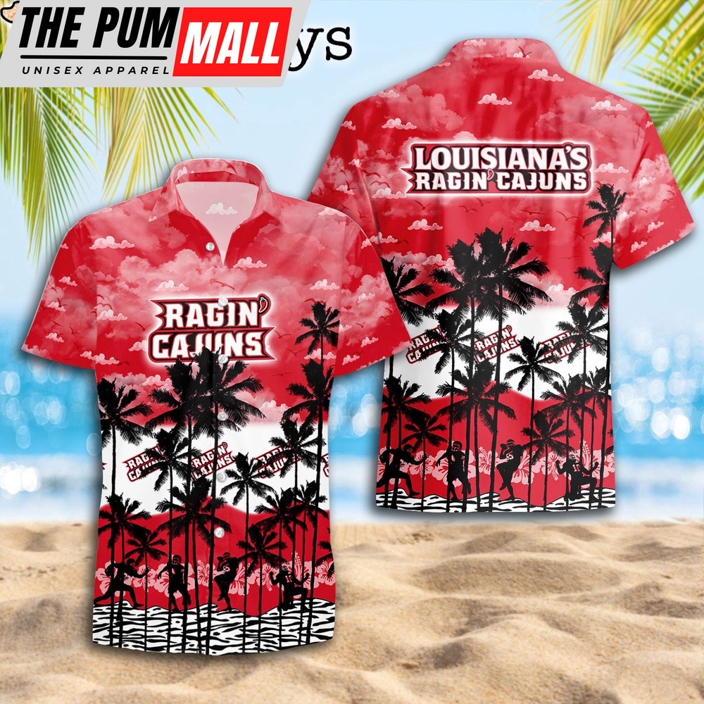Louisiana Ragin Cajuns Palms Tree Hawaiian Shirt