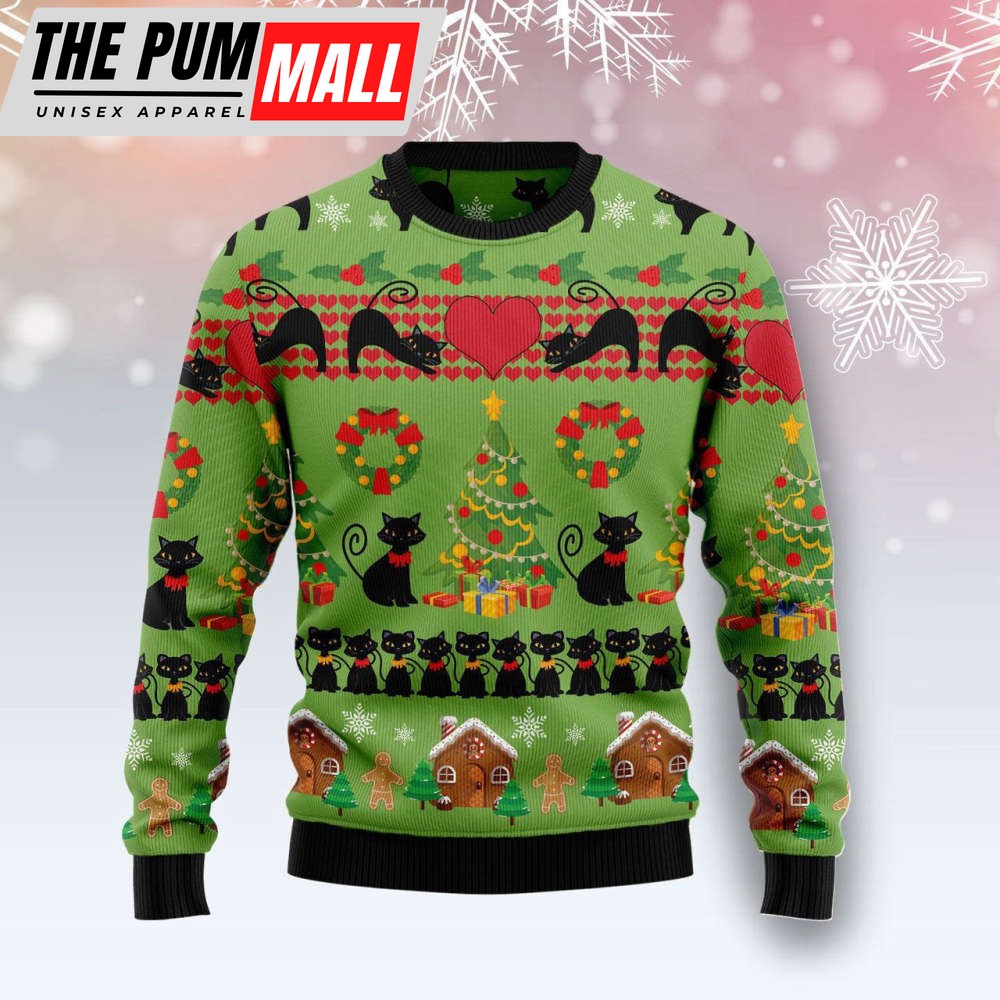 Love Black Cat Christmas Ugly Christmas Sweater