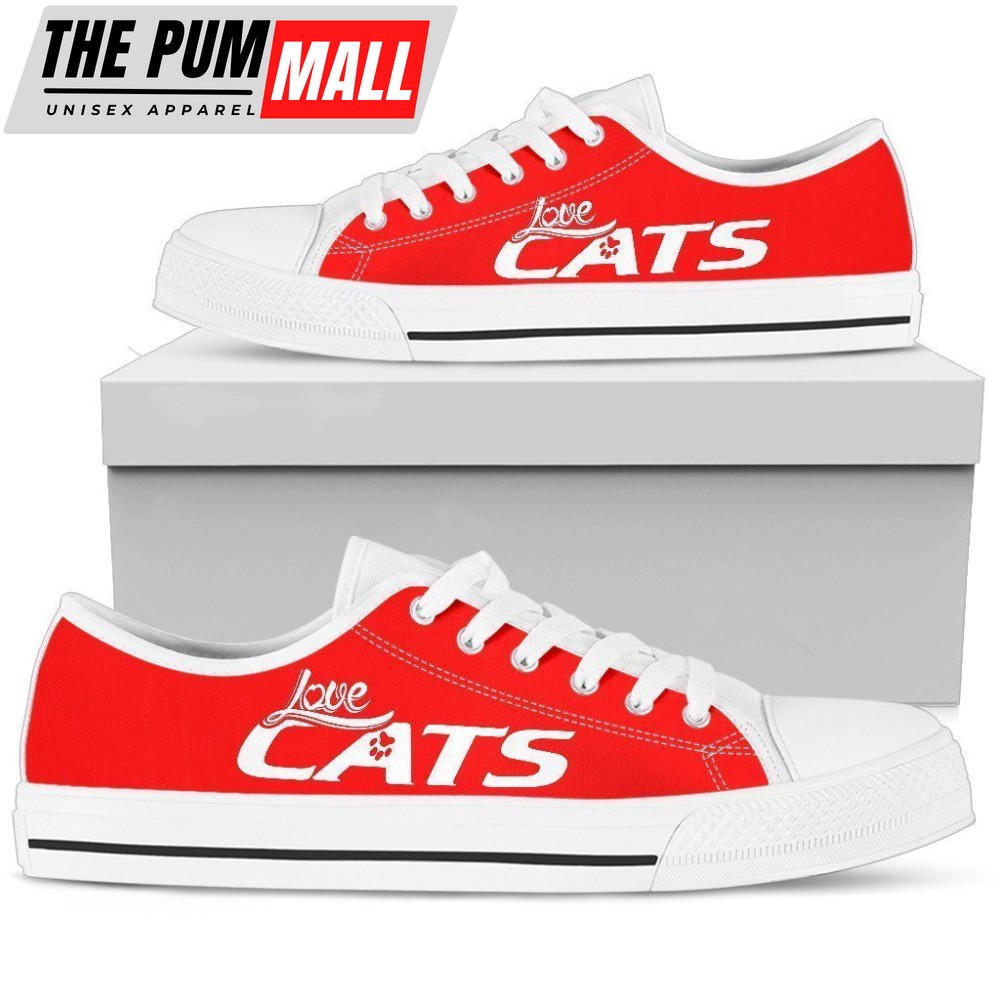 Love Cats Red Women’s Low Top Shoe – Stylish & Sustainable Footwear