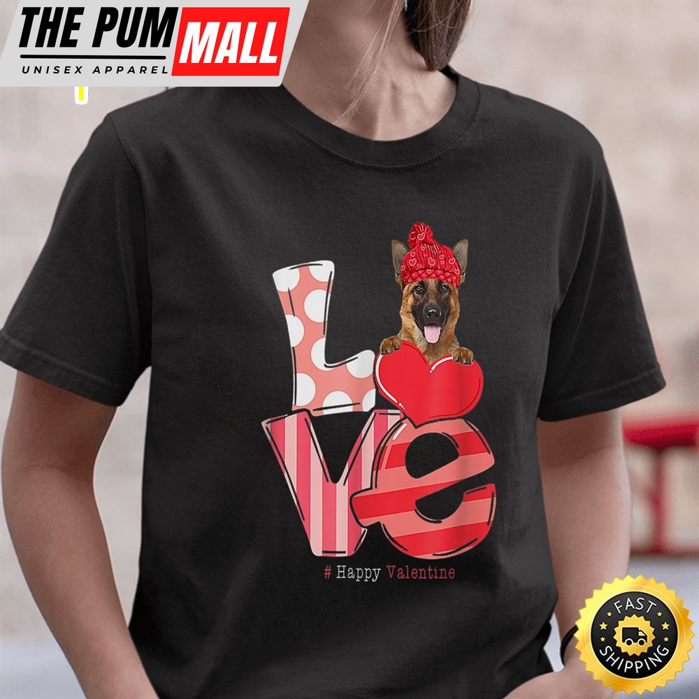 Love German Shepherd Shirt Valentine Day 2025 Gift Dog Lover T-Shirt