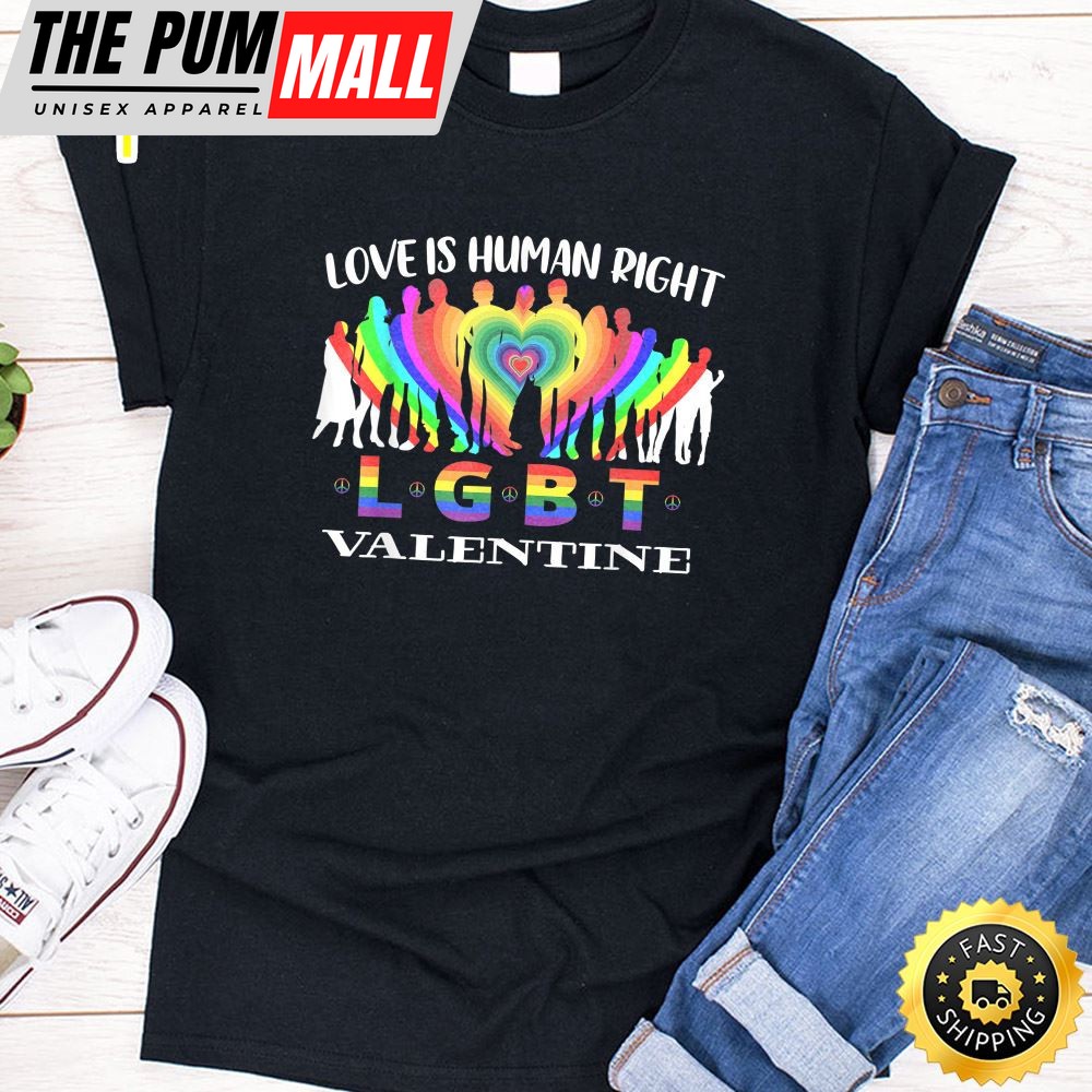 Love Is Human Right LGBT Valentine 2025 Valentines Day T-shirt