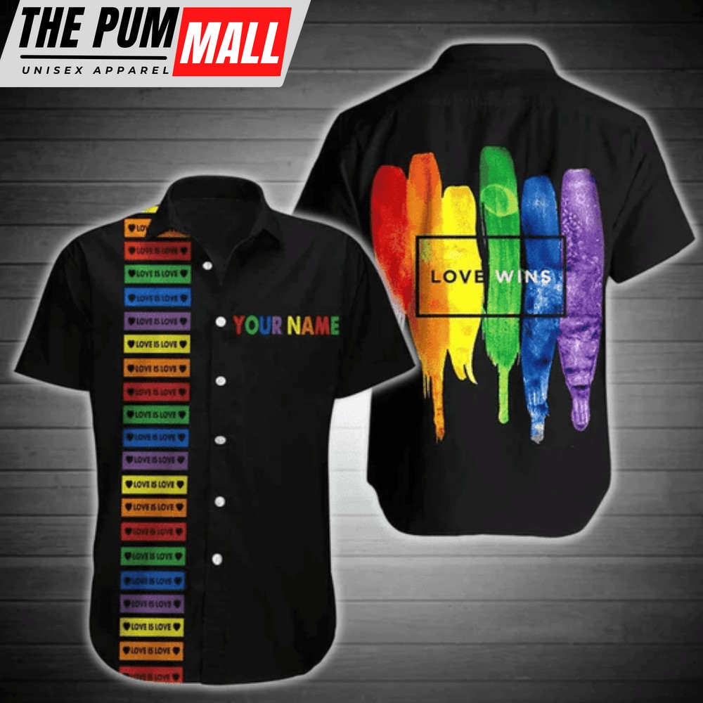 Love Is Love Retro Bowling Style Custom Name Hawaiian Shirt For Men & Women HN3586