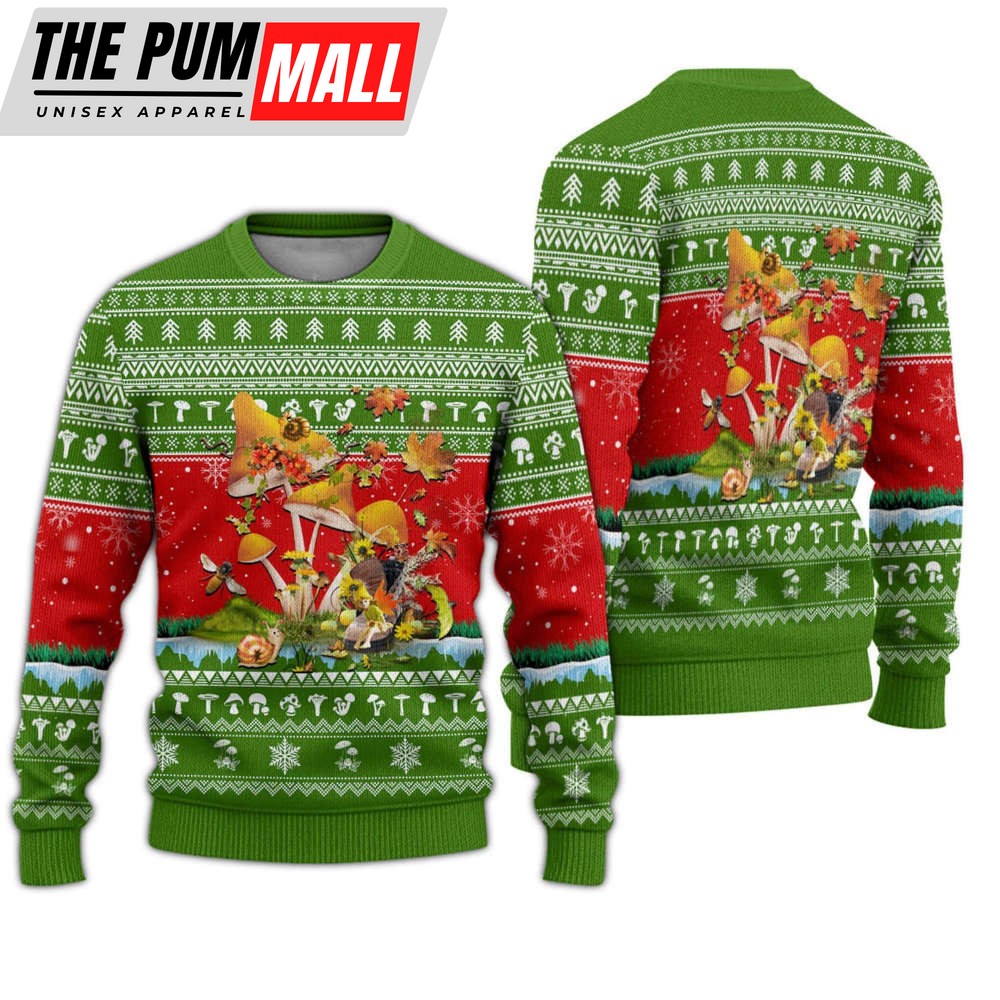 Love Mushroom Ugly Christmas Sweater, Gift For Christmas, Unisex Crewneck Sweater