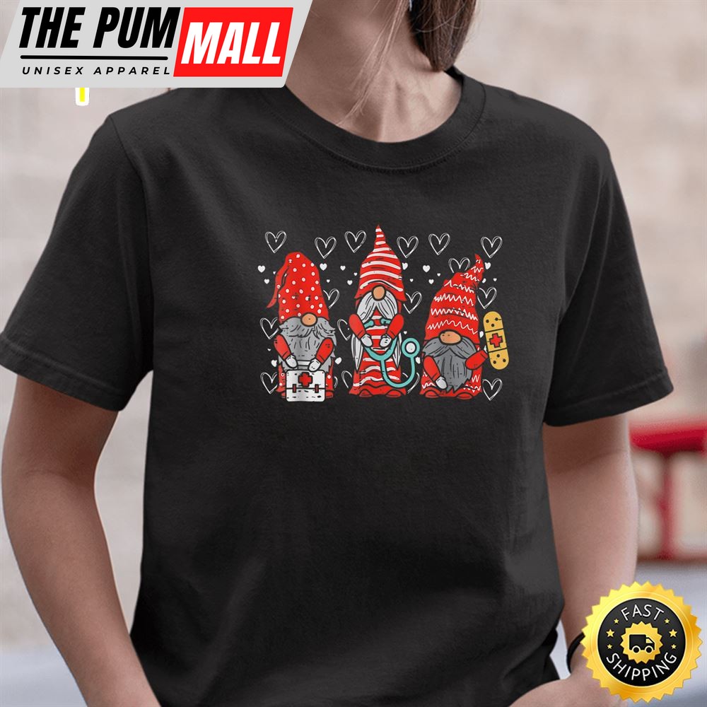 Love Stethoscope Nurse Life Valentine Day 2025 Gnomes Nurse T-Shirt