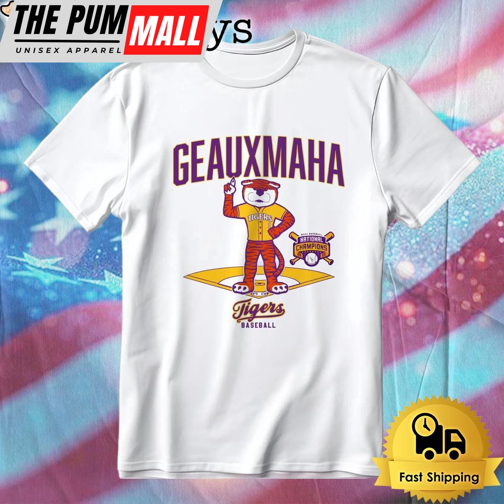 Lsu Tigers Geauxmaha 2025 National Champions Baseball Mascot T-Shirt