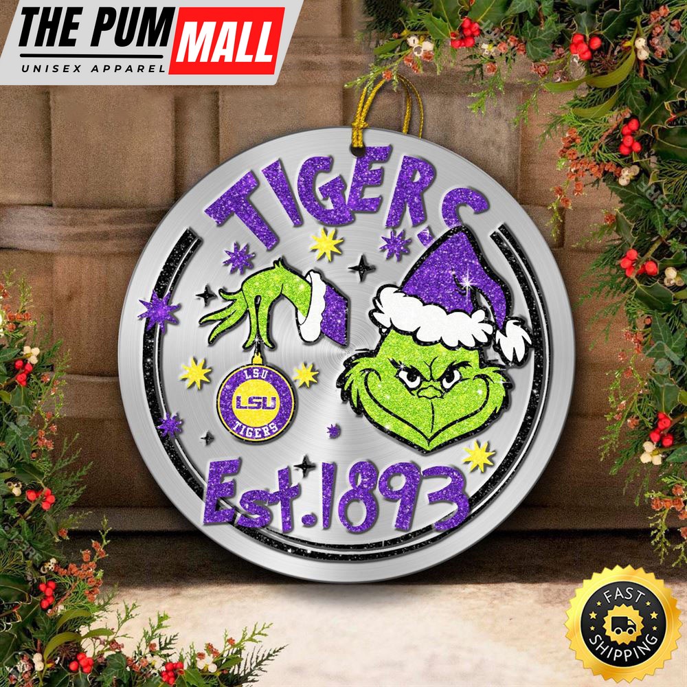 LSU TIGERS Grinch Circle Ornaments Christmas Limited Edition