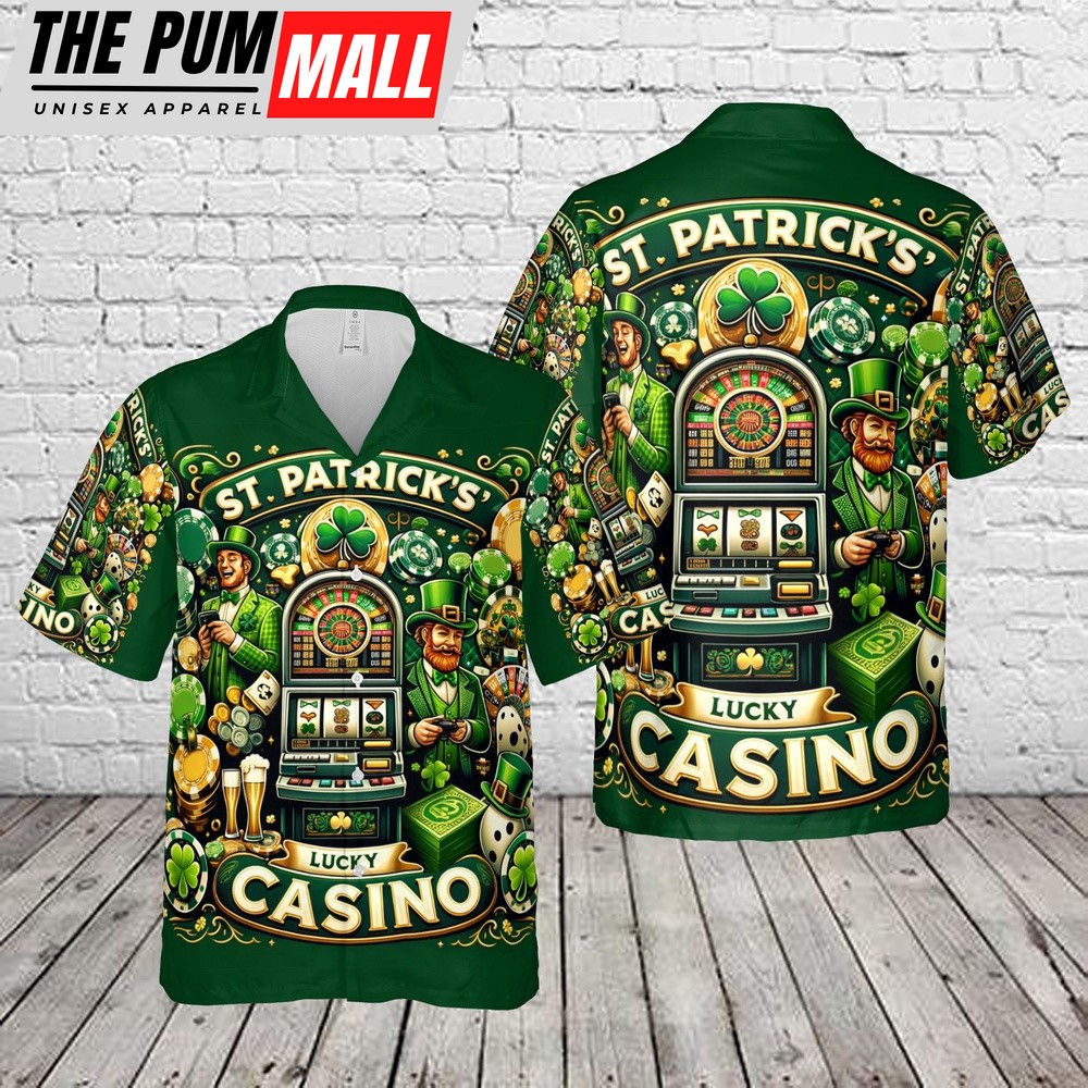 Lucky Casino St Patrick’s Day Hawaiian Shirt, Shamrock Hawaiian Shirt