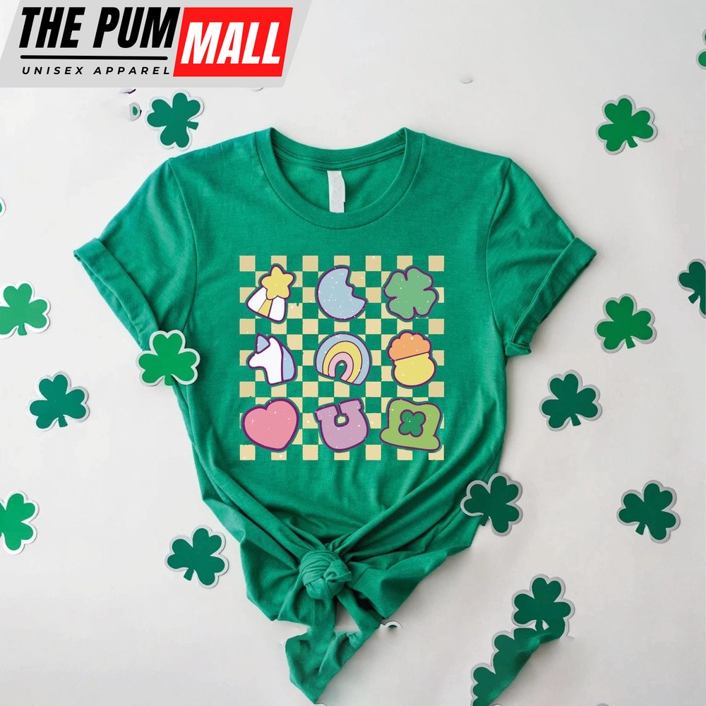 Lucky Charm Shirt,Womens St Patrick’s Day Shirt, Flour Leaf Clover,Shamrock Rainbow Tee,St Patty’s Day Gift