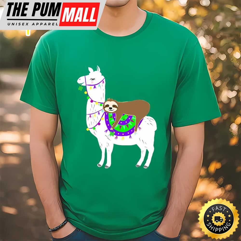 Lucky Llama And Sloth Patricks Day T-shirt