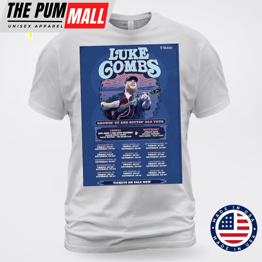 Luke Combs Announces 2025 Growin Up and Gettin Old Tour T-shirt