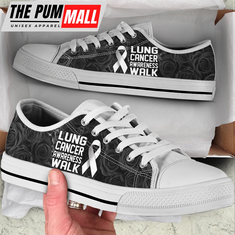 Lung Cancer Shoes Awareness Walk Low Top Shoes – Best Gift For Men And Women – Walking Shoes Men Women