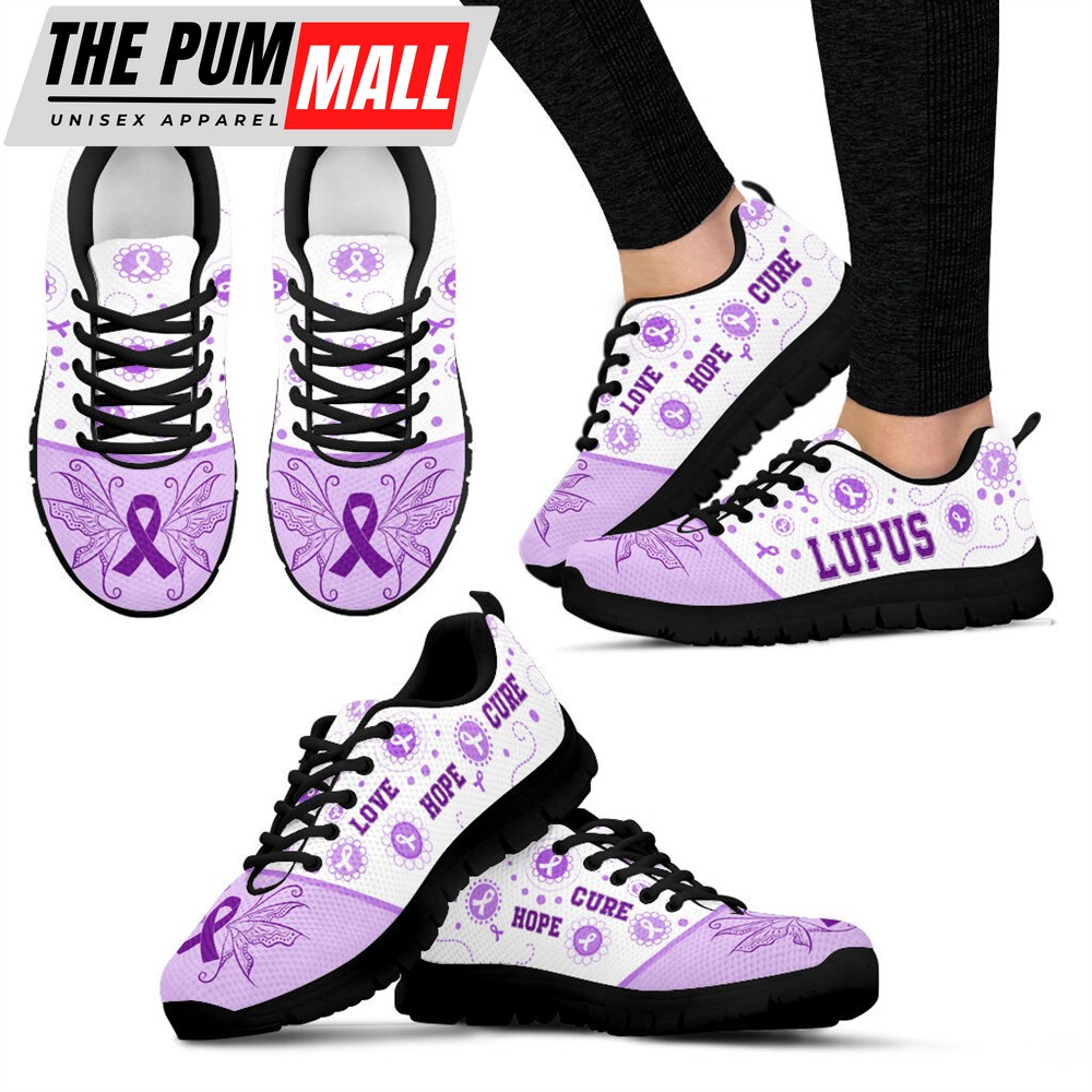 Lupus Shoes Love Hope Cure Lovely Sneaker Walking Shoes – Best Shoes For Men And Women – Cancer Awareness Shoes