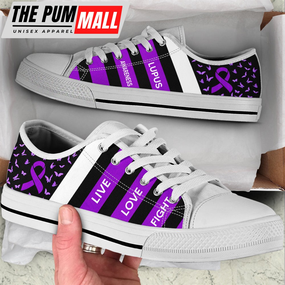 Lupus Shoes Plaid Low Top Shoes – Best Gift For Men And Women – Cancer Awareness Shoes