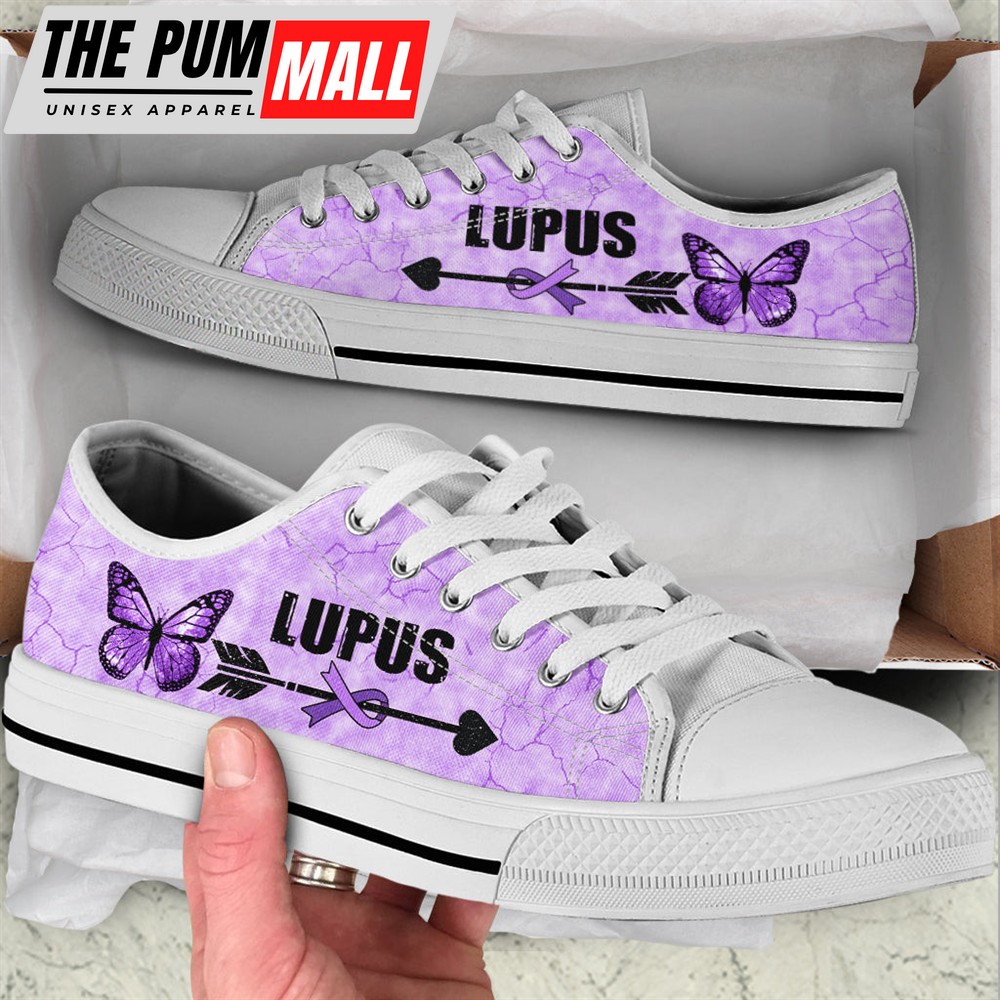 Lupus Warior Shoes Ribbon & Arrow Low Top Shoes – Best Gift For Men And Women – Cancer Awareness Shoes