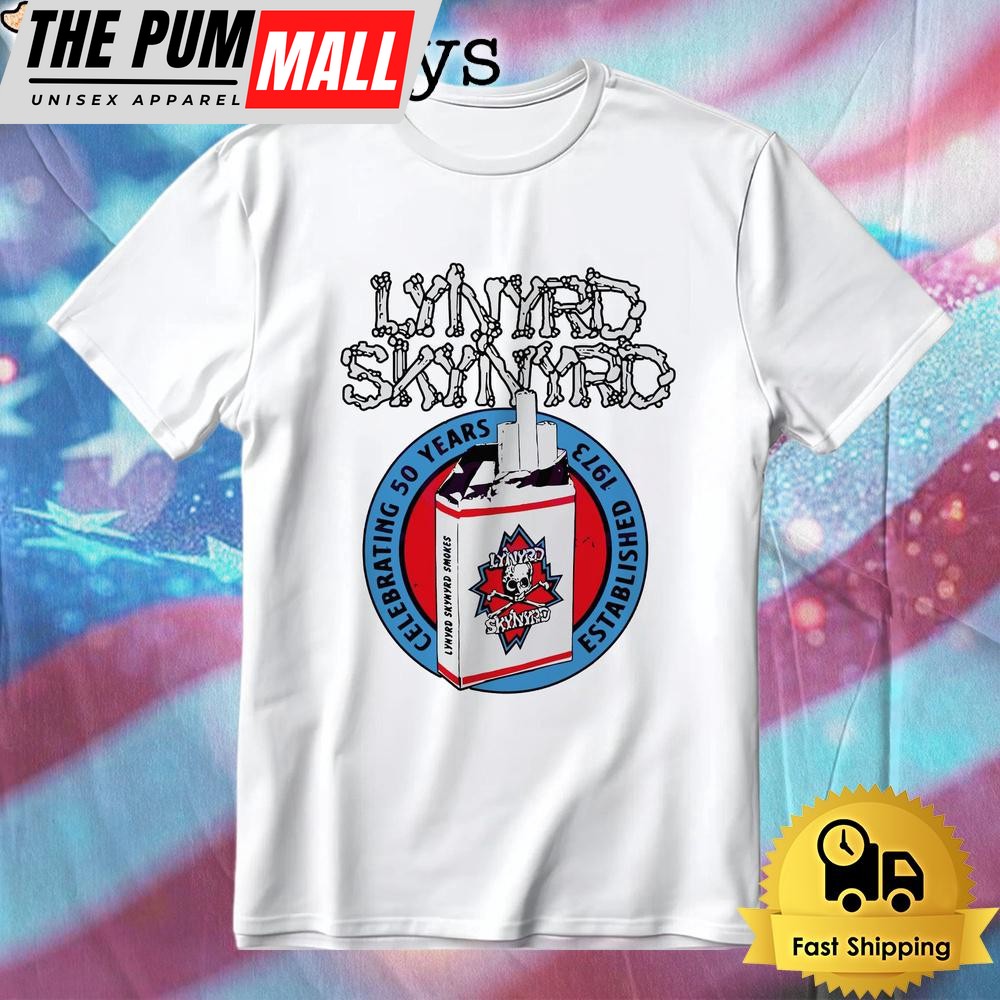 Lynyrd Skynyrd Cigarette Pack 50th Anniversary Established 1973 T-Shirt