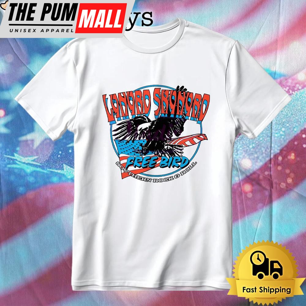 Lynyrd Skynyrd Free Bird Eagle American Flag Southern Rock Roll T-Shirt