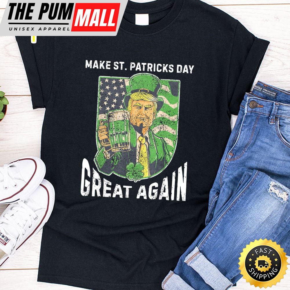 Make St Patrick Day Great Again Shirt Vintage Trump Drinking