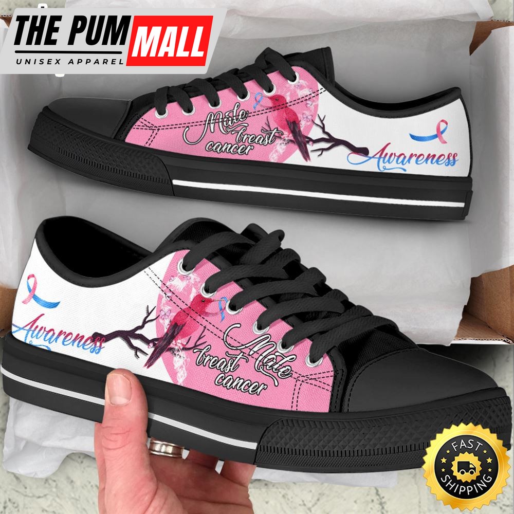 Male Breast Cancer Shoes Hummingbird Low Top Shoes Canvas Shoes