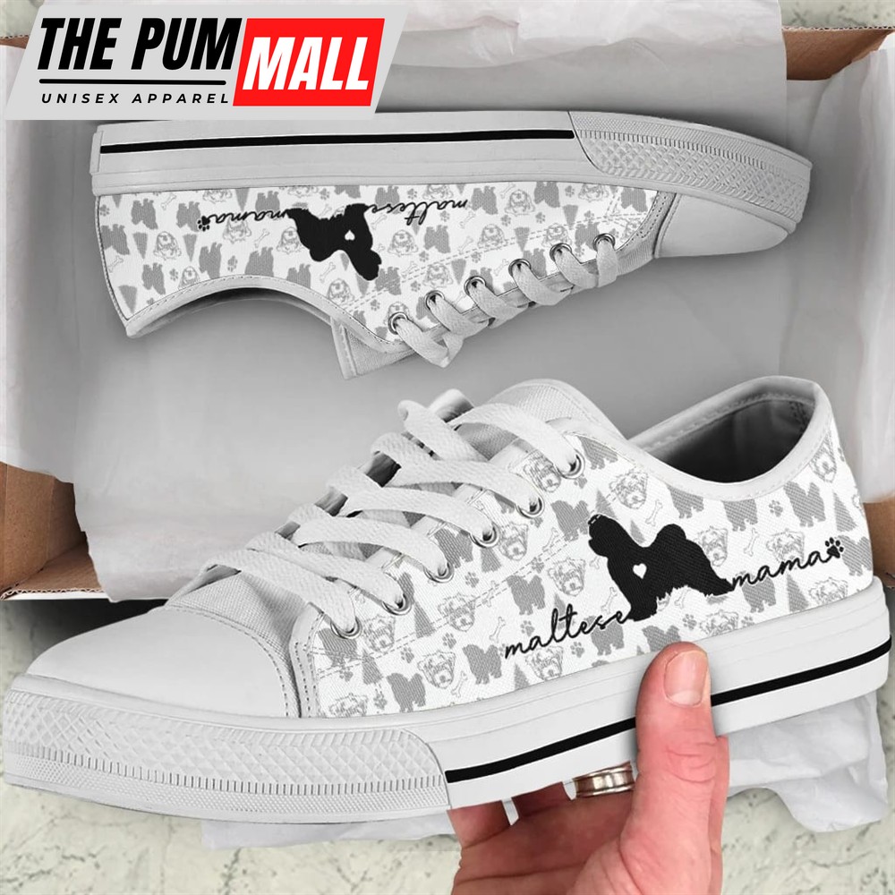 Maltese Low Top Shoes – Dog Walking Shoes Men Women – Dog Memorial Gift