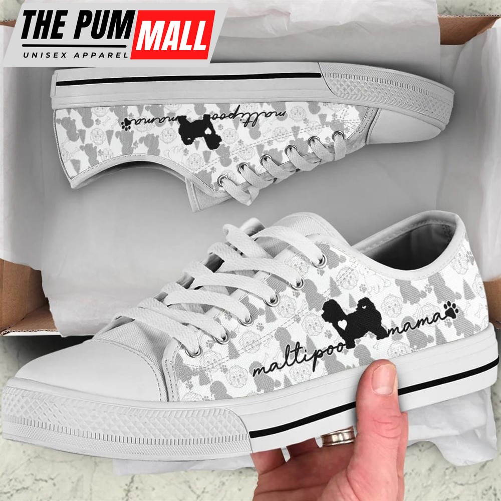 Maltipoo Low Top Shoes – Dog Walking Shoes Men Women – Dog Memorial Gift