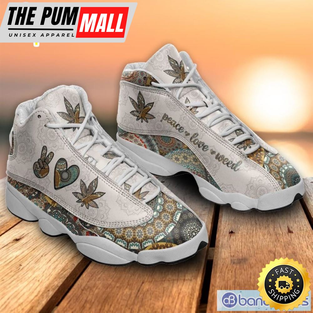Mandala PEACE LOVE Weed Air Jd 13 Sneakers Shoes For Fans XIII Shoes