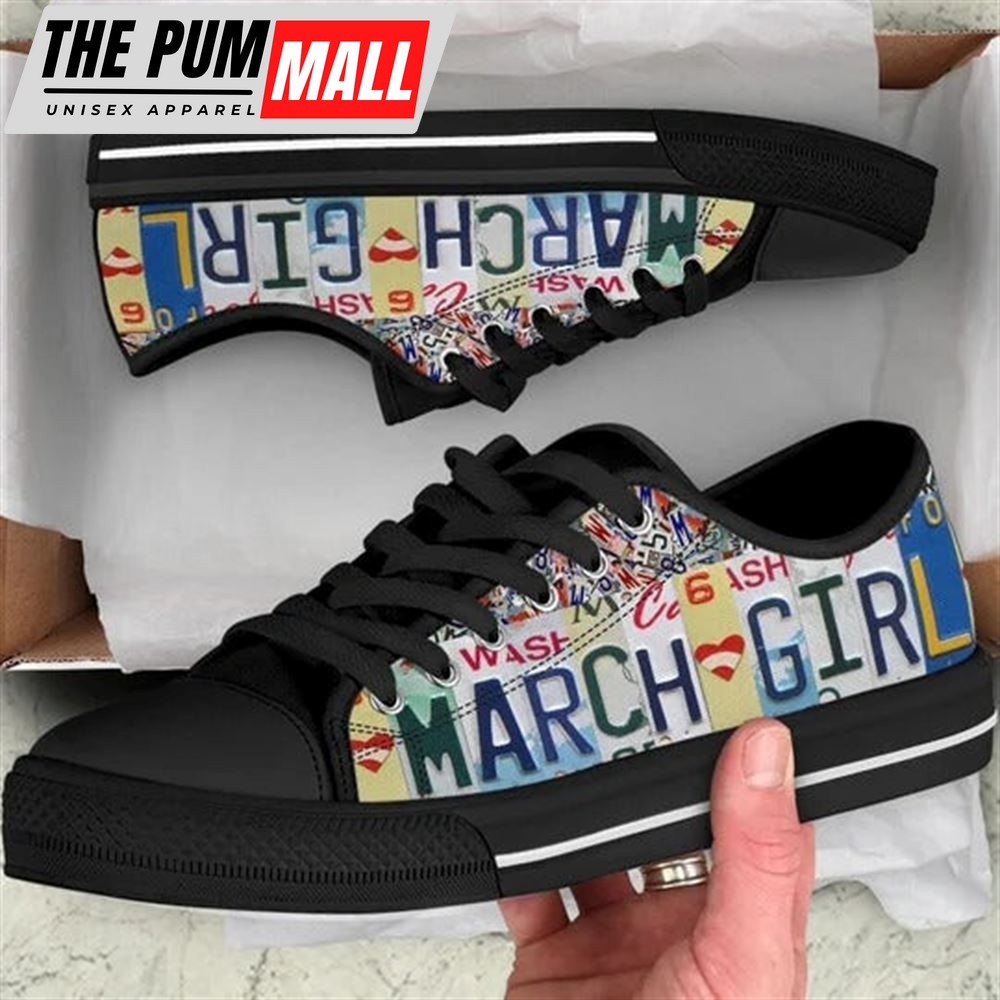March Girl License Plates Canvas Low Top Shoes – Low Top Shoes Mens, Women