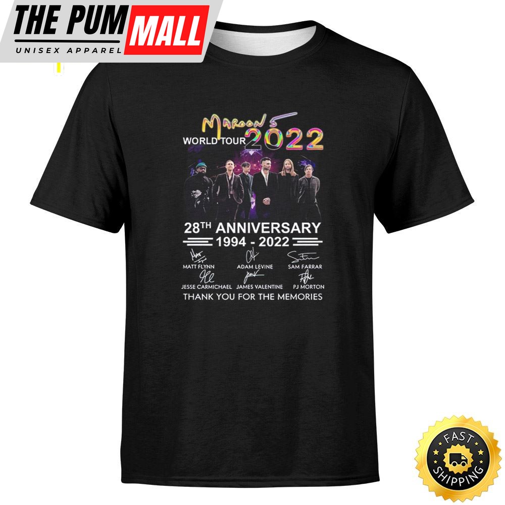 Maroon 5 28th Anniversary Signature Maroon 5 Thank You For The Memories T-shirt