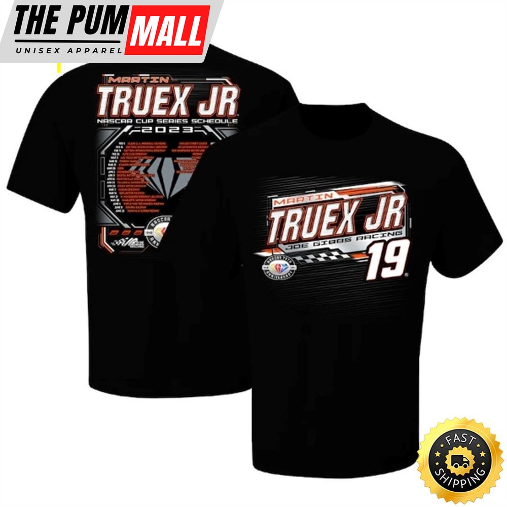 Martin Truex Jr Joe Gibbs Racing Team Collection 2023 NASCAR Cup Series Schedule Black T-shirt