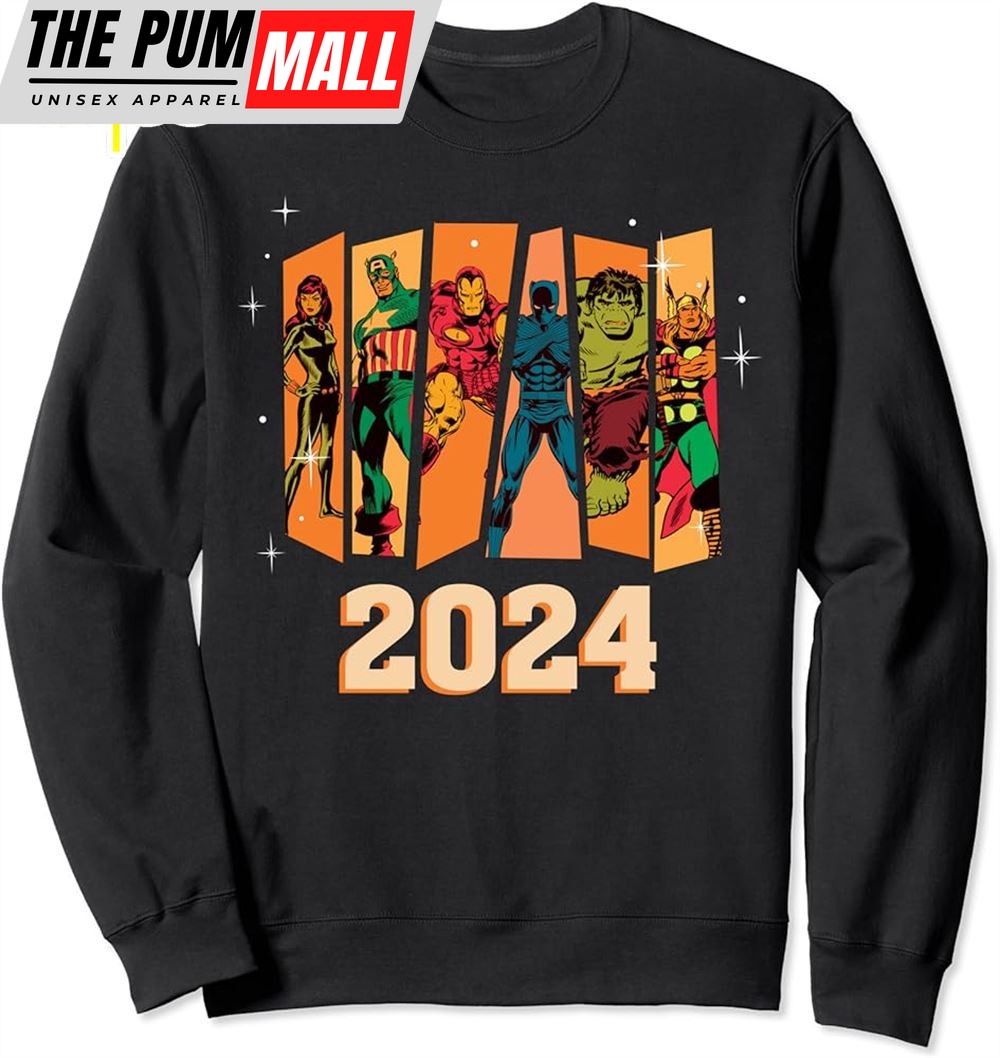 Marvel Avengers Retro Vintage Seventies Comic New Year 2025 Sweatshirt